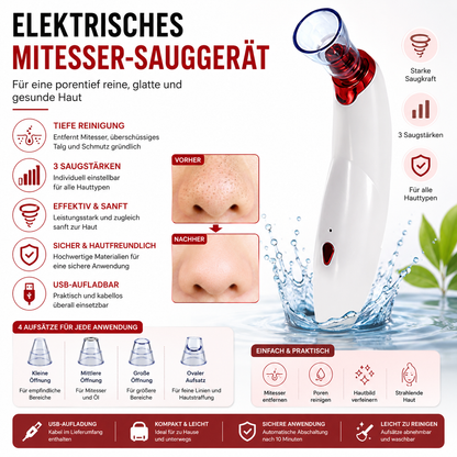 Elektrisches Mitesser-Sauggerät |Porenreiniger zur sanften Gesichtsreinigung