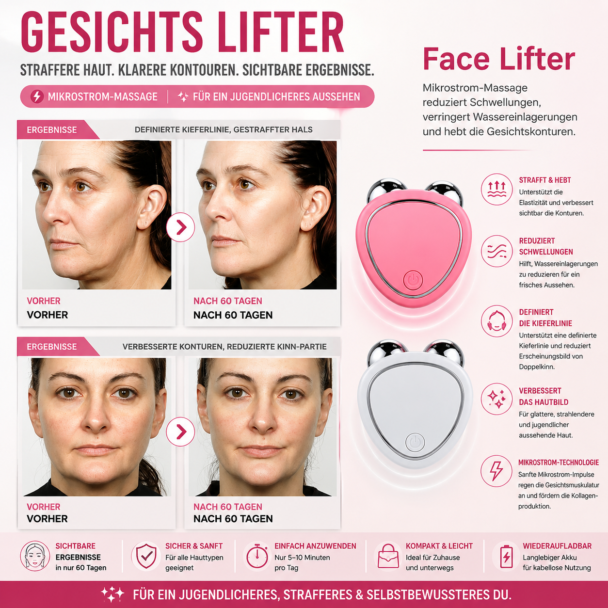 Gesichtsroller mit Mikrostromfunktion